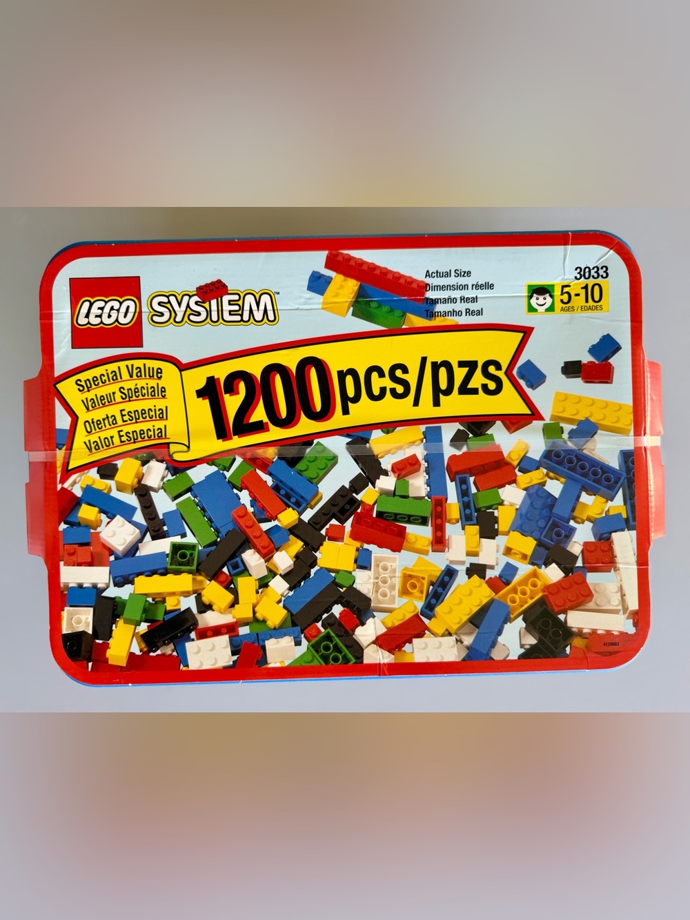 LEGO System 3033 Blue Brick Tub (1998) - 1200 Pieces - New FactorySealed Vintage